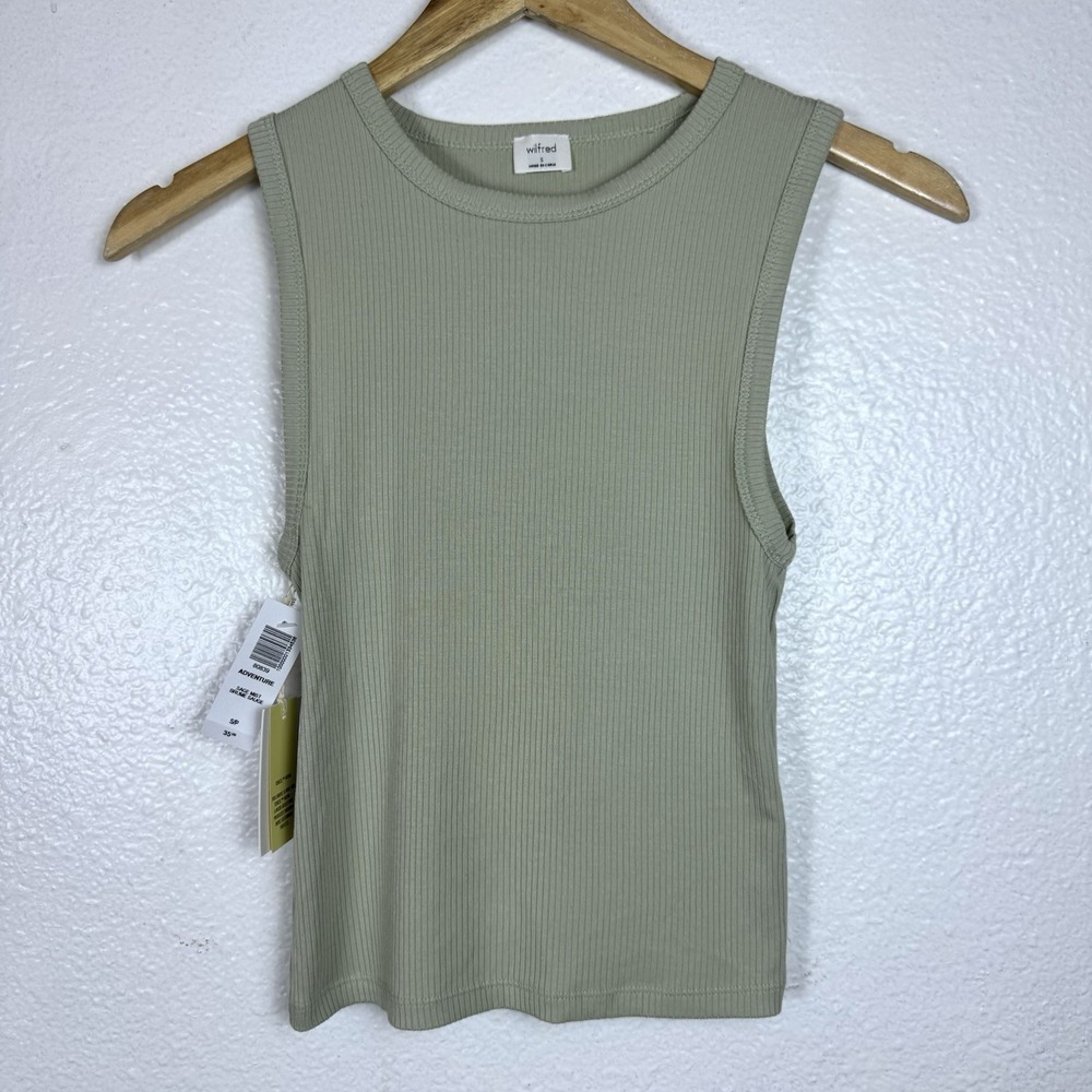 New Wilfred Adventure Tank Top Women's Small Sage Mist Green Ribbed Tencel Modal